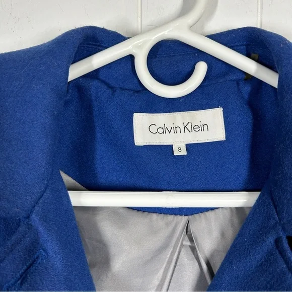 Calvin Klein Blue Button Front Winter Coat 8 - Picture 9 of 9